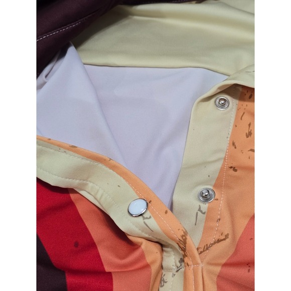 Ranch Dressn Western Style Long Sleeve Pearl Snap Shirt M Stars Stripes Retro - Picture 13 of 14